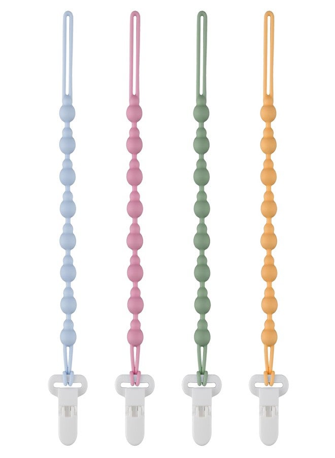 Fevbcnrj 4 Pack Pacifier Clip Compatible with Tommee Tippee, One Piece Silicone Pacifier Holder Clips, Rust-Free Soft Silicone, Flexible Clip with Stylish Round Design, Ideal for Pacifiers and Teethers - Image 1